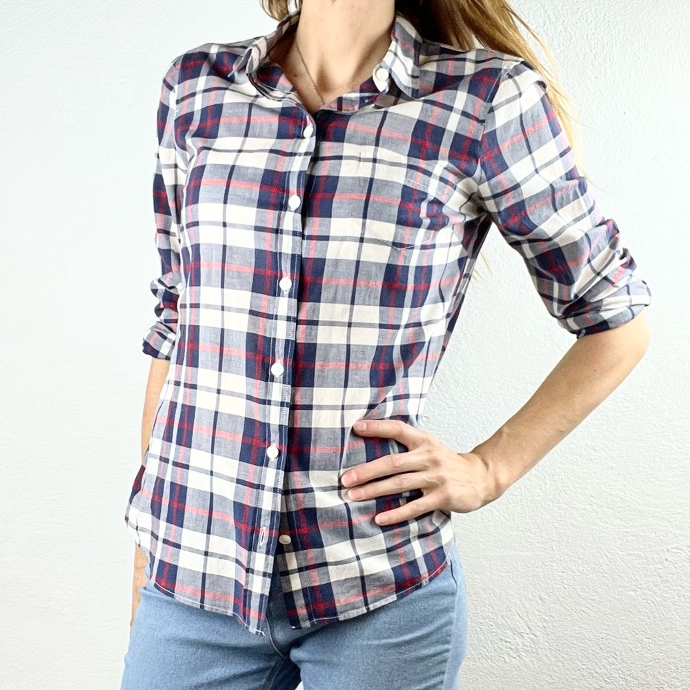 J. CREW |👚MERCANTILE Plaid Button-Up Lightweight Long-Sleeved Shirt